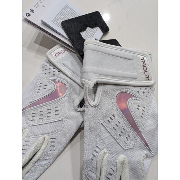 Nike Trout Elite Baseball Batting Gloves White Iridescent Mens Size Medium Rare - Picture 3 of 6